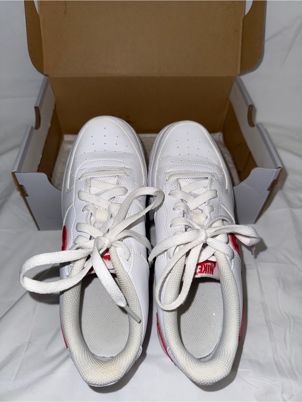 Nike Air White Sneakers with Red Accent